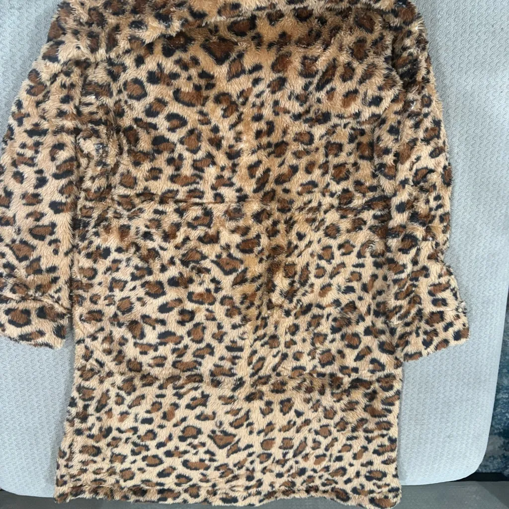 Leopard Print Faux Fur Coat Brown - Image 7