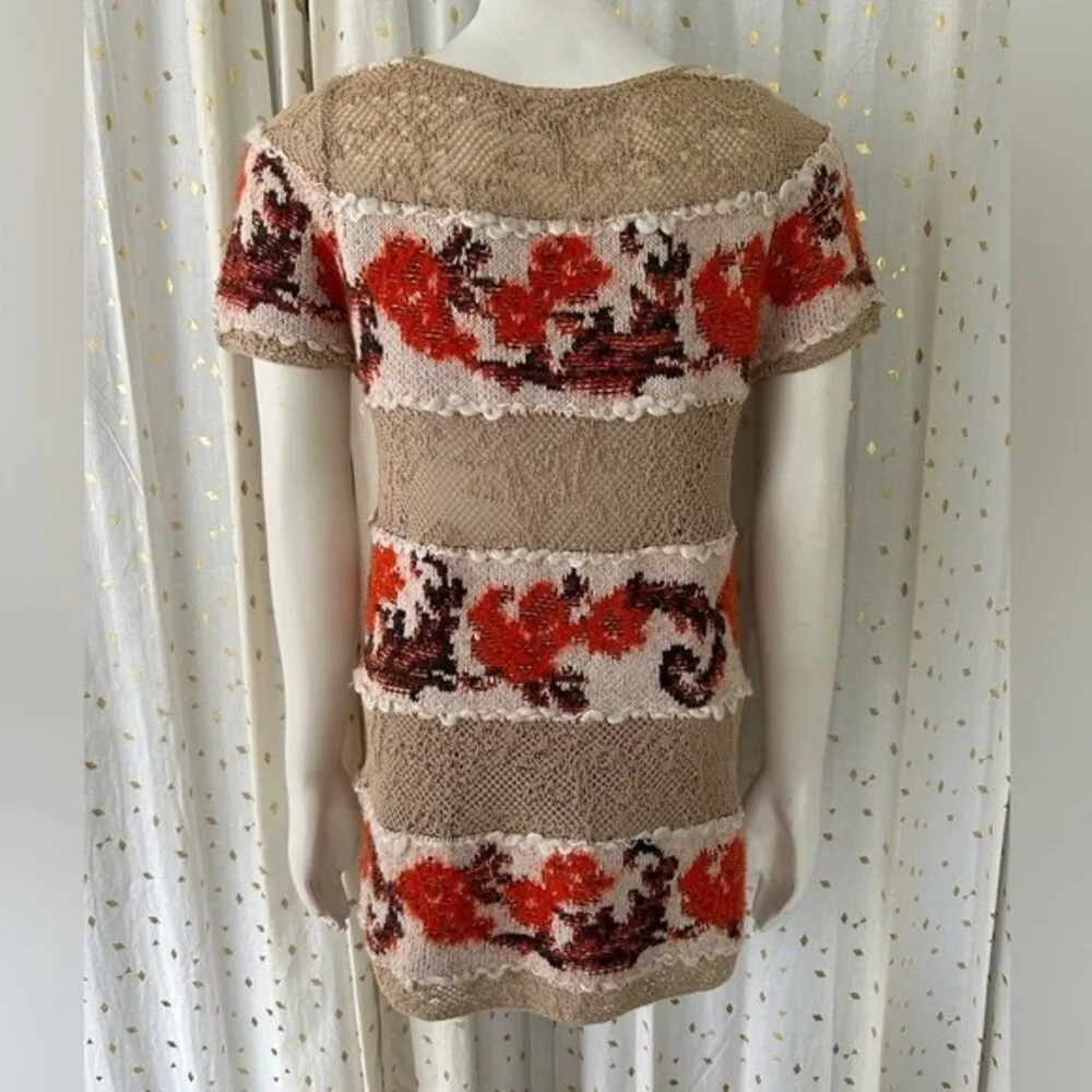 Anthropologie Knitted & Knotted Banded Bouquets Alpaca Wool Cashmere Sweater S - Image 5