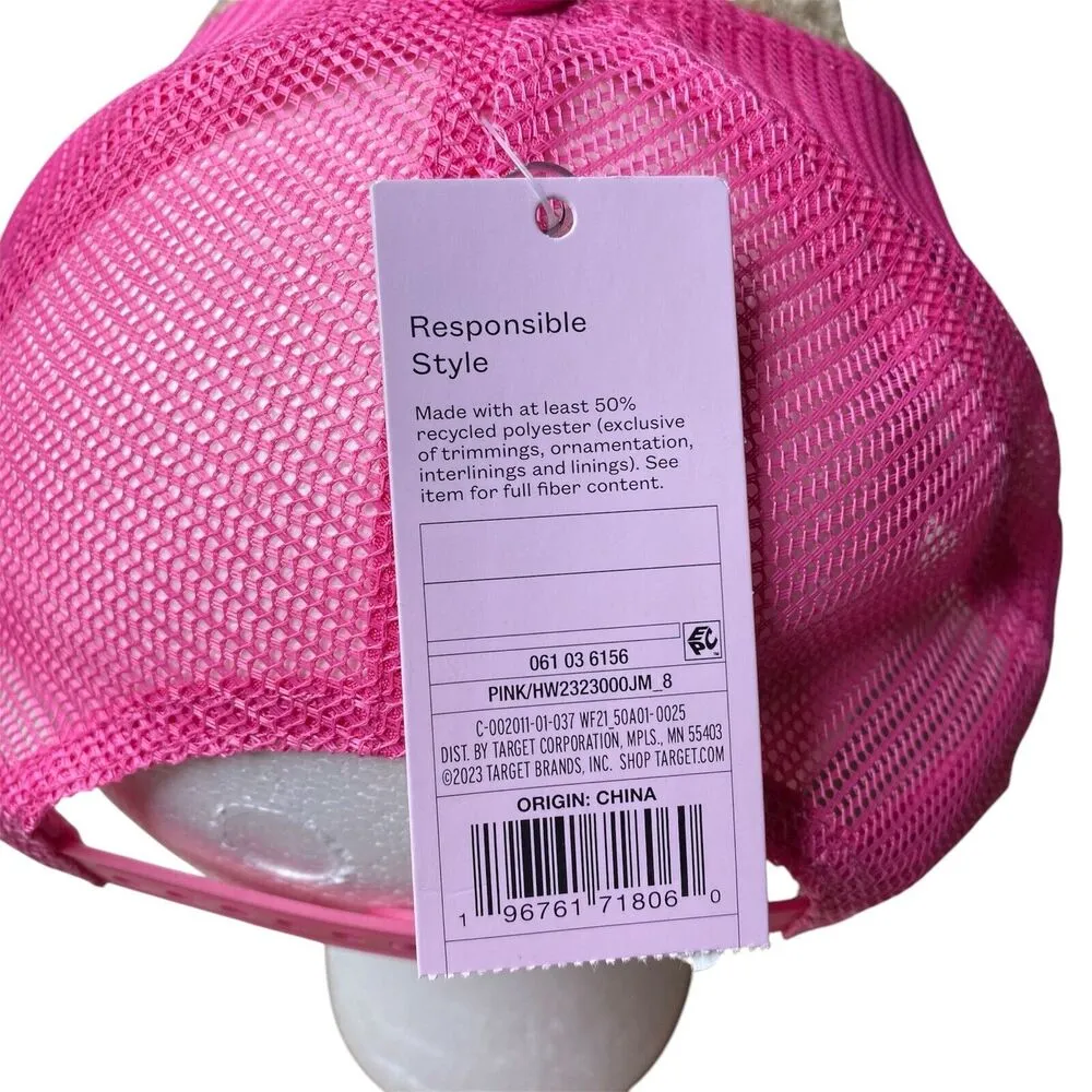 Wild Fable Hat Cap Adjustable Strap Back Pink Fleece Heart with Flames Y2K New - Image 5