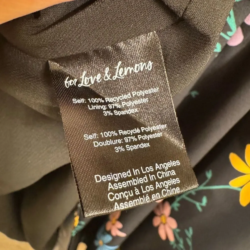 For Love & Lemons Lori Black Tie Straps Floral Spring Ultra Mini Dress Small - Image 8