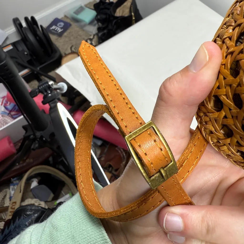 LUSANA Rattan Crossbody Bag Tan - Image 6