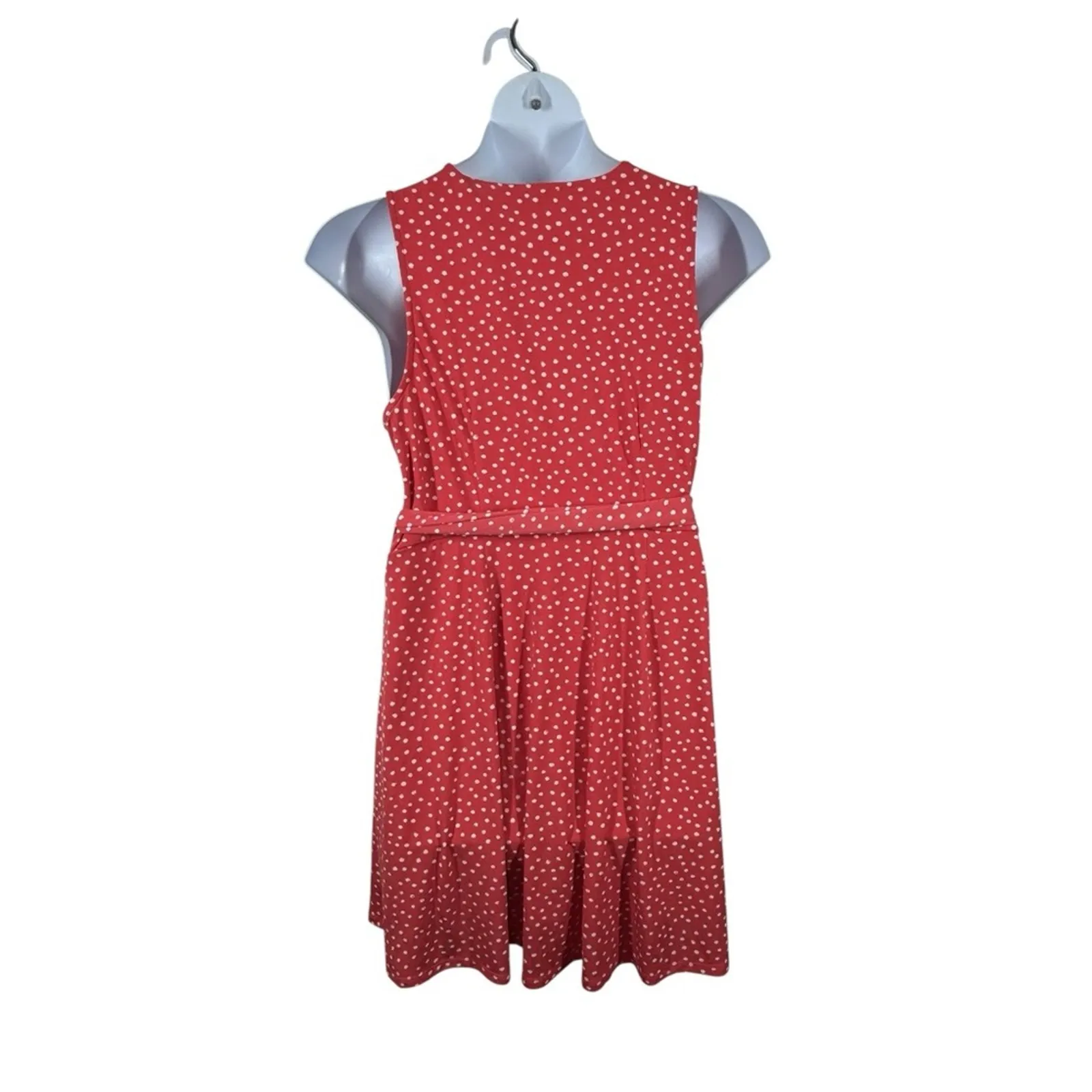 41 Hawthorn Kaylee Faux Wrap Polka Dot Midi Dress 1X Peachy Pink - Image 8