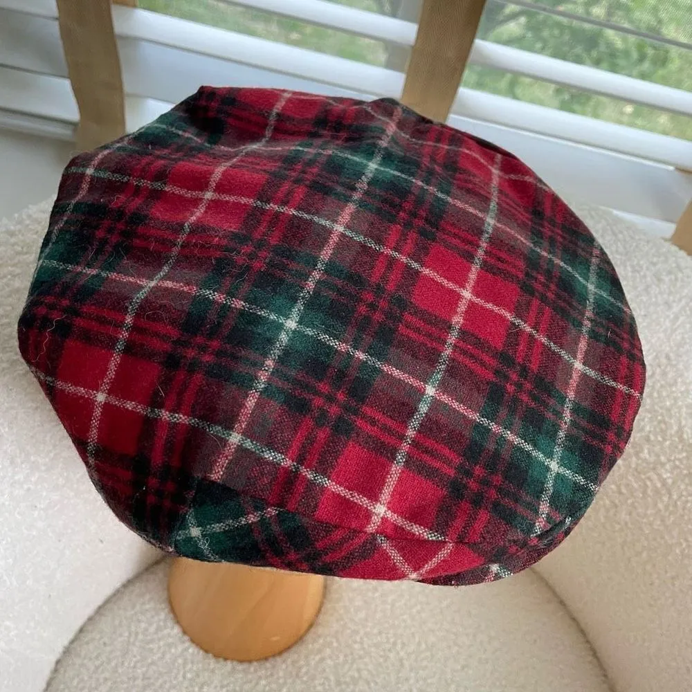 Pendleton Red Plaid Wool Newsboy Hat S M - Image 6