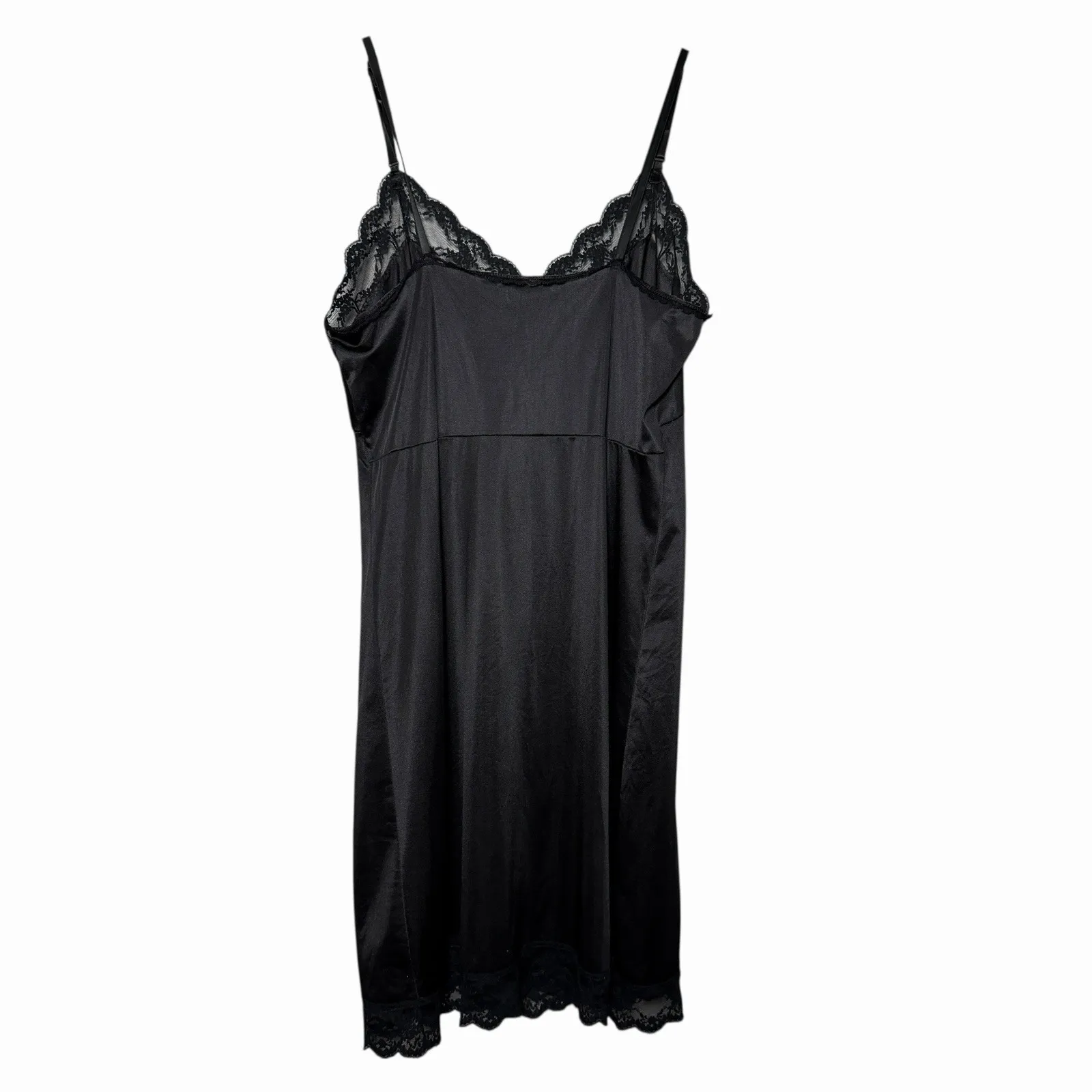 Y2K Women's Black Lace Satin Slip Dress XS - Image 3