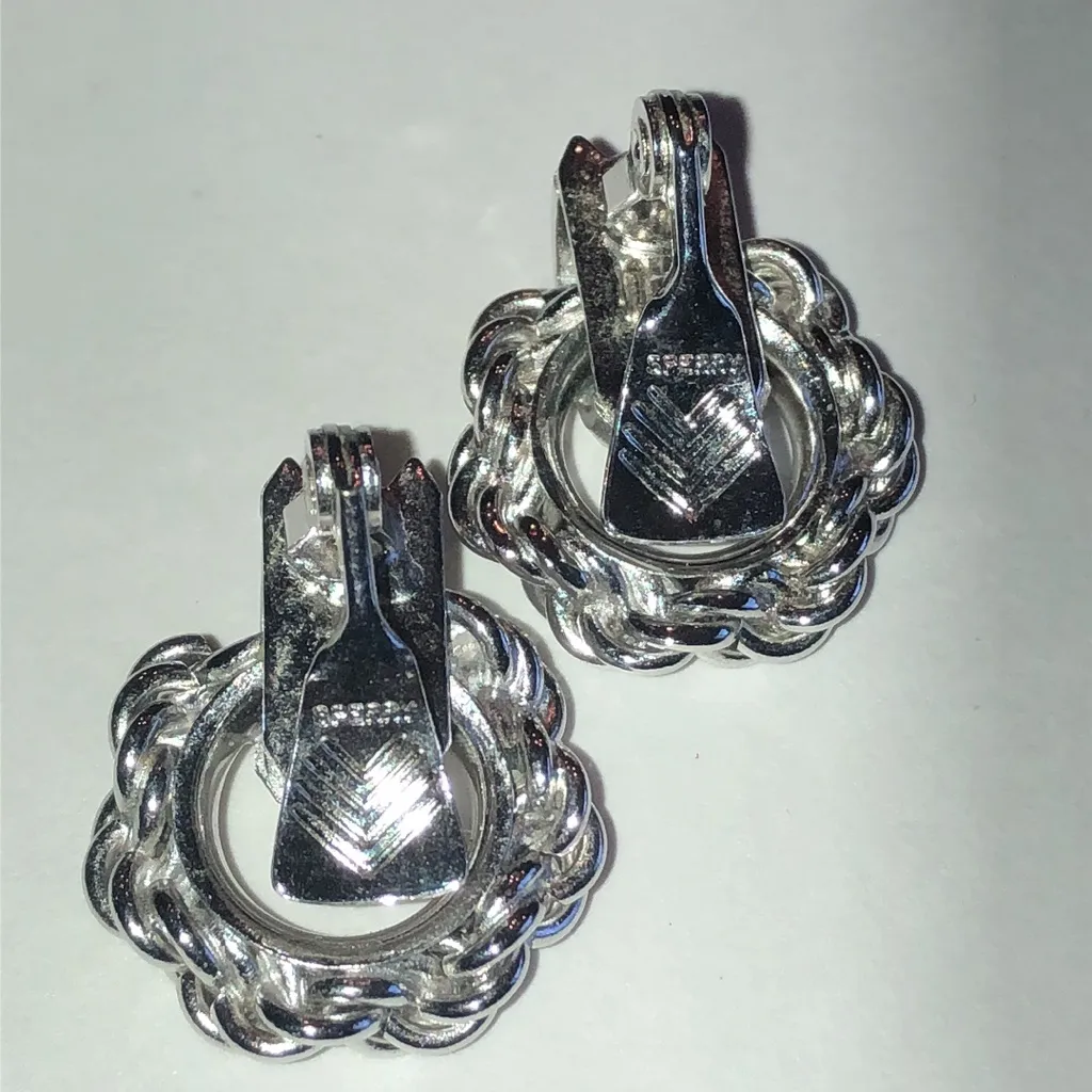 Sperry Brand Vintage Silver Tone Twisted Rope Boho Earrings - Image 5