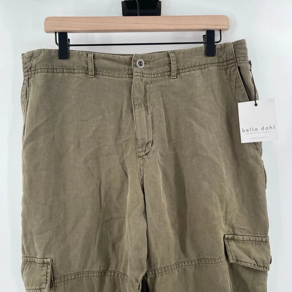 BELLA DAHL Sienna Pants Size 31 NWT Rolled Cargo Linen Blend Jogger Green Casual - Image 10