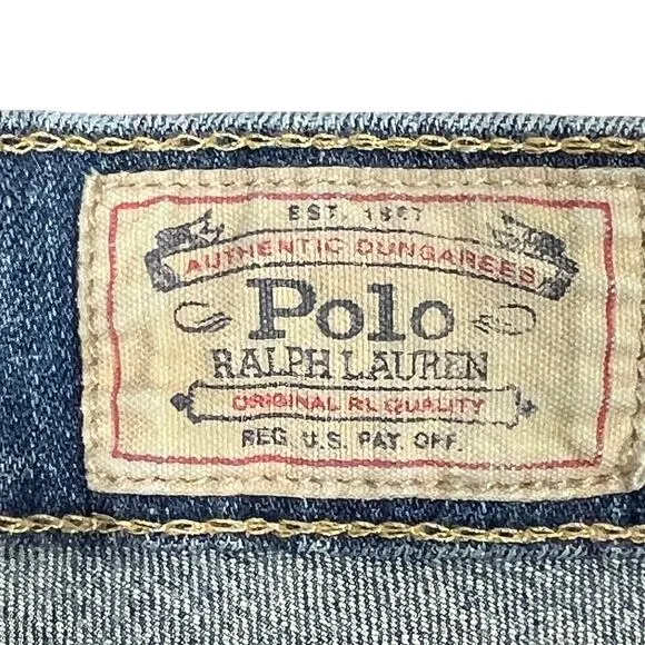 Polo Ralph Lauren Jean Shorts Sz 29 Cutoffs Light Wash Stretch Denim Grunge Jort - Image 5
