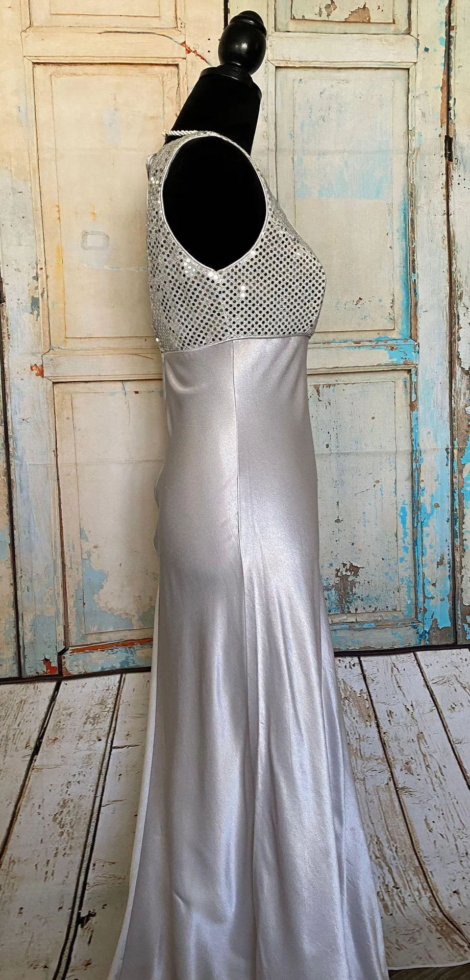 USA Vintage Sleeveless Satin Maxi Dress Sz M - Image 2