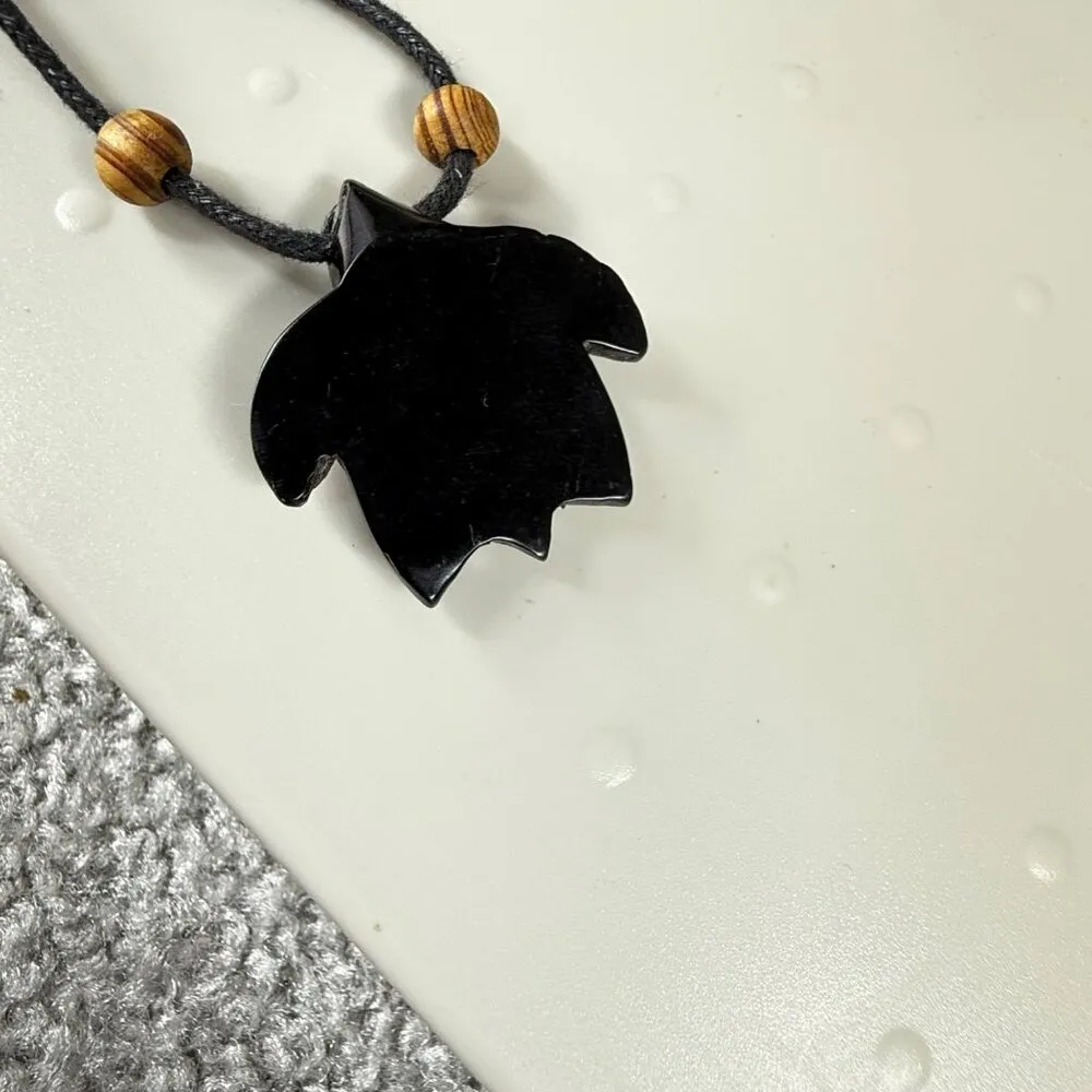 Black and Green Turtle Pendant Necklace on Cord Wooden Bead Accents One Size - Image 9