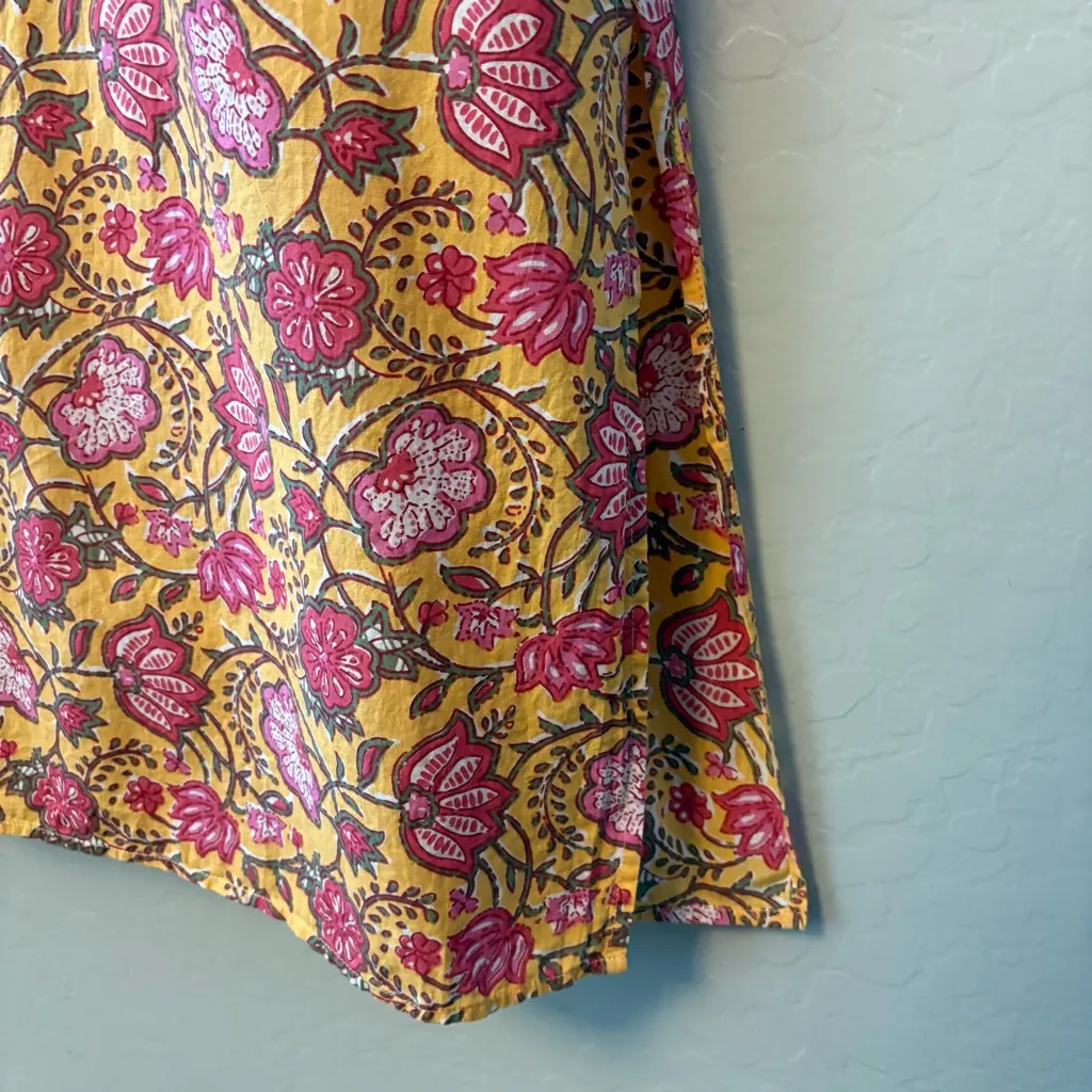 dRA Los Angeles Cassie yellow marigold floral print shirt dress size small - Image 10