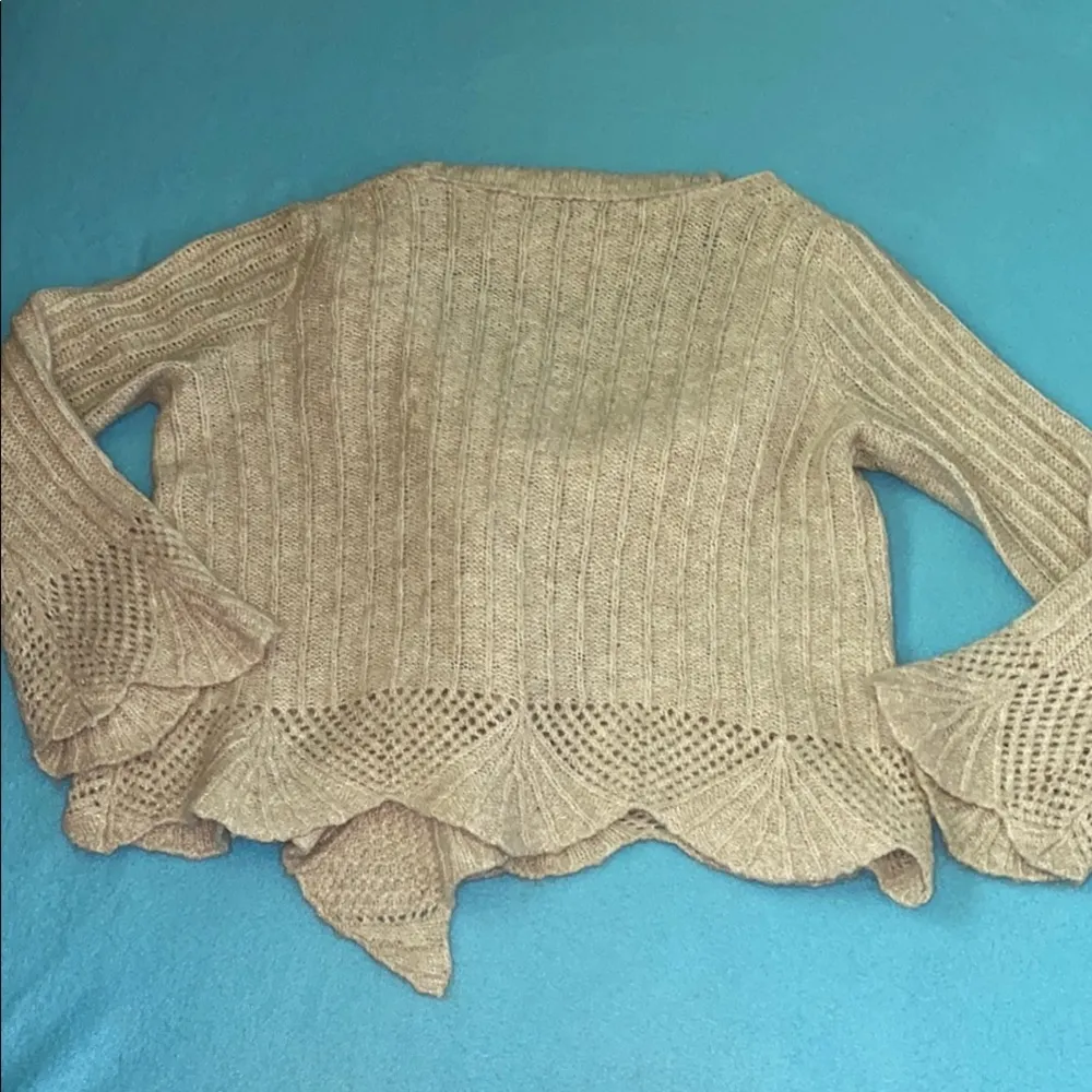 MARINA LUNA cardigan wool mohair blend scalloped knit long sleeve NEW size L Size L - Image 2