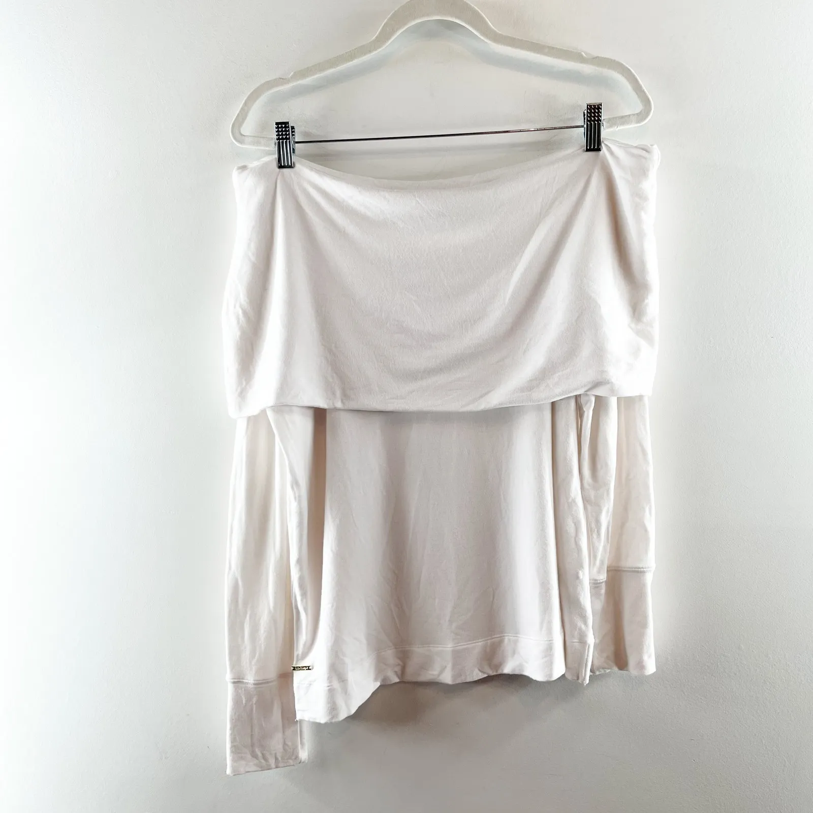 Lilly Pulitzer Belinda Off The Shoulder Long Sleeve Sweatshirt Top White Large - Image 7