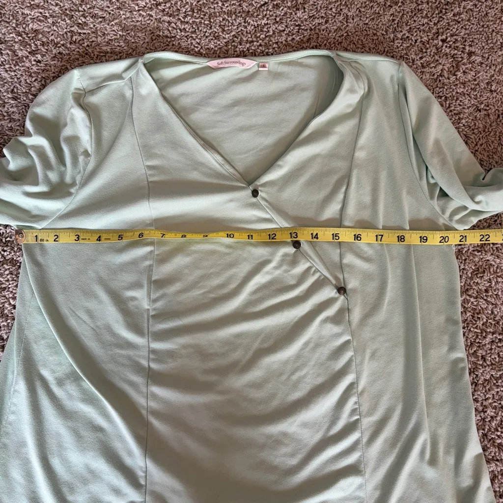 Soft Surroundings Faye Tunic Top Blouse Size Large Mint Green Luxury S8 - Image 7