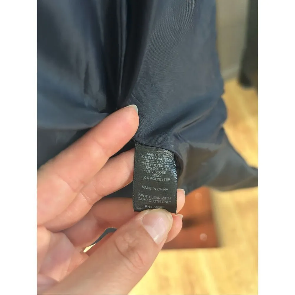 Express faux leather dark blue jacket size small motto rock like style - Image 6