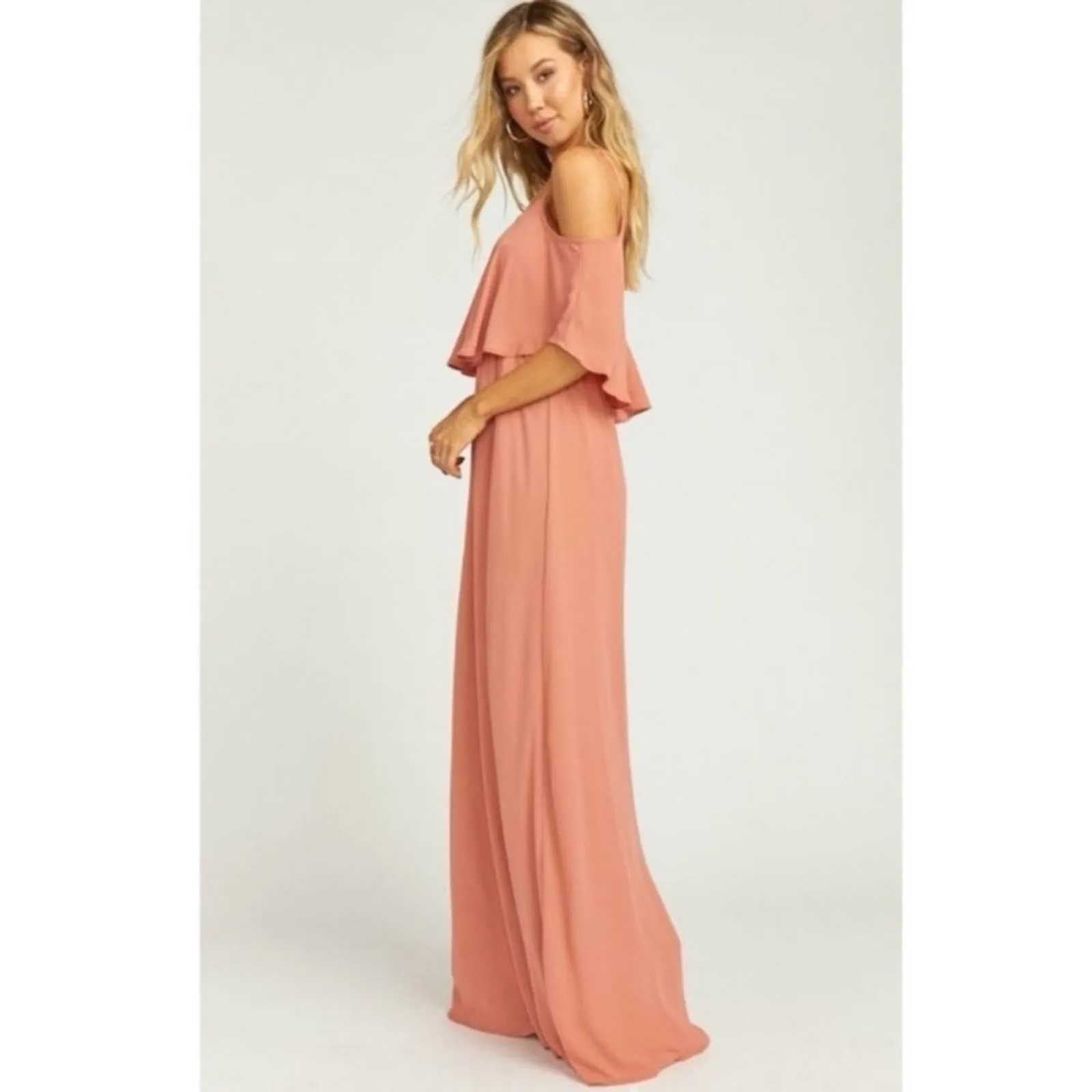 Show Me Your Mumu SMYM Caitlin ruffle maxi dress in rustic mauve NEW XXS - Image 3