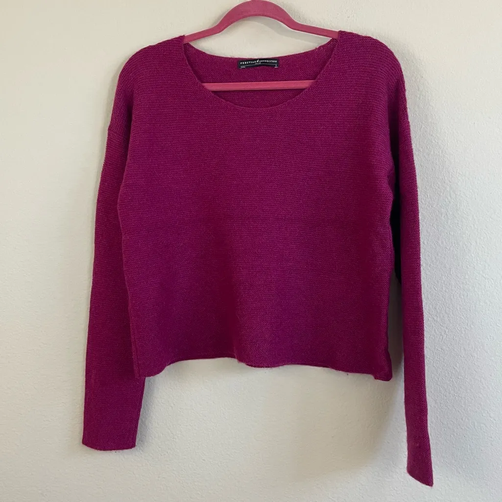 Peruvian Connection Pink Royal Alpaca Studio Pullover Sweater Size S - Image 3