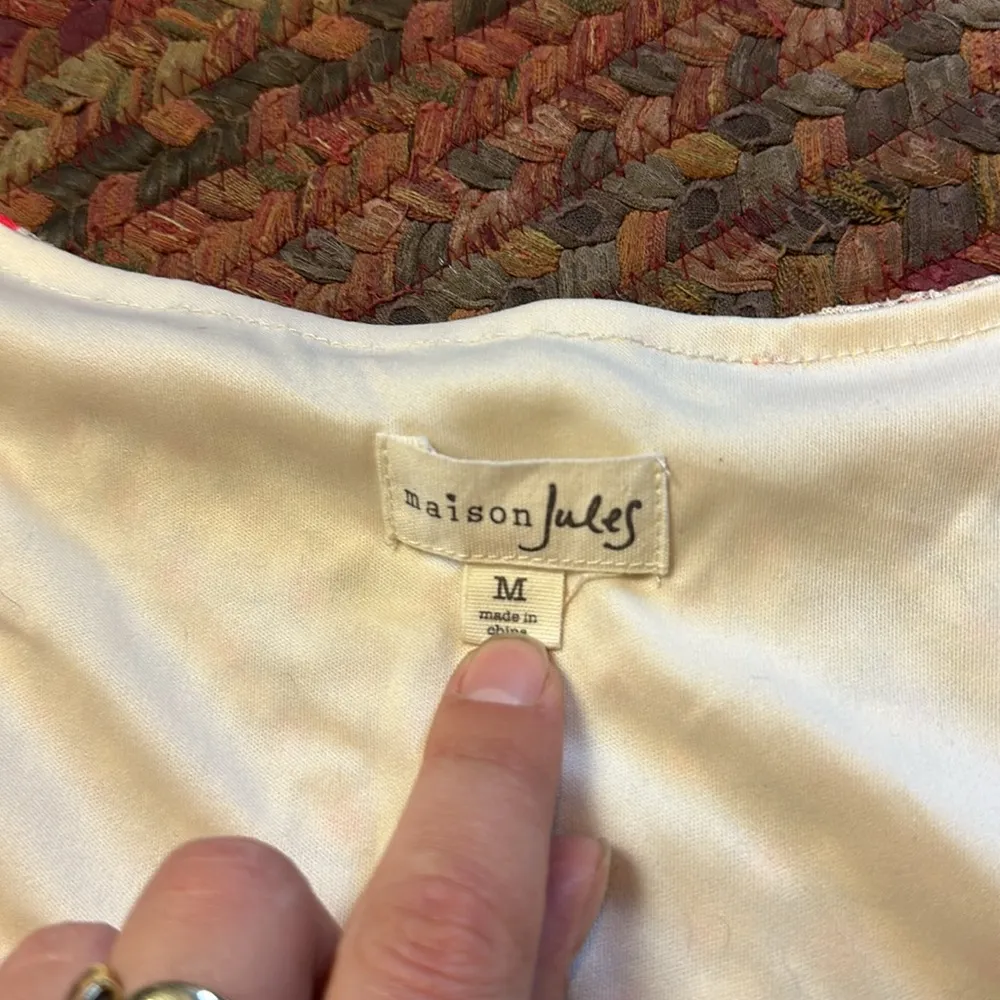 MAISON JULES CREAM LACE HOT PINK POLKA DOT TIERED MAXI TANK DRESS - Image 5