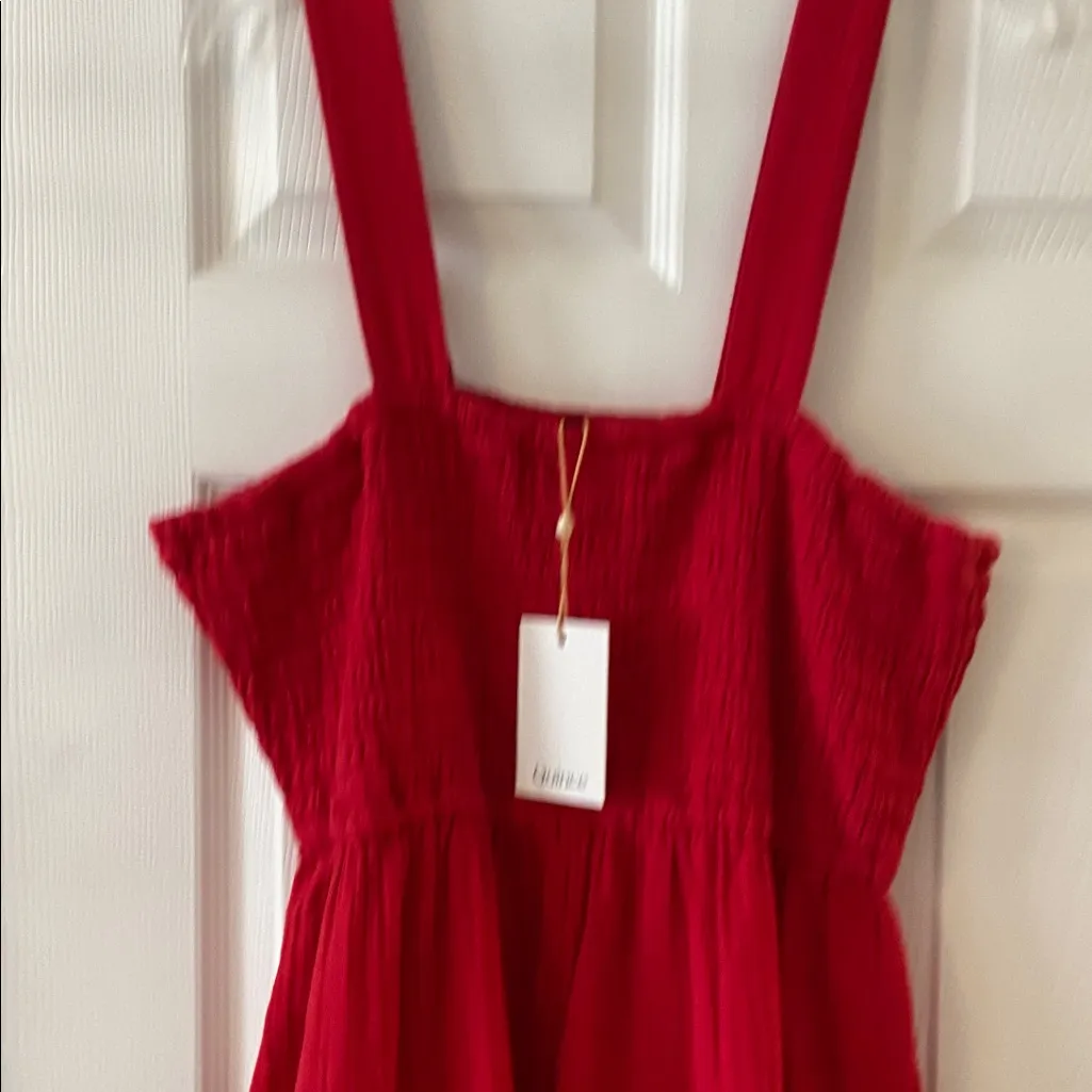 Quince Jumpsuit size XL with wide ham inseam 27” bust 38/40 elastic adjustable Red - Image 4