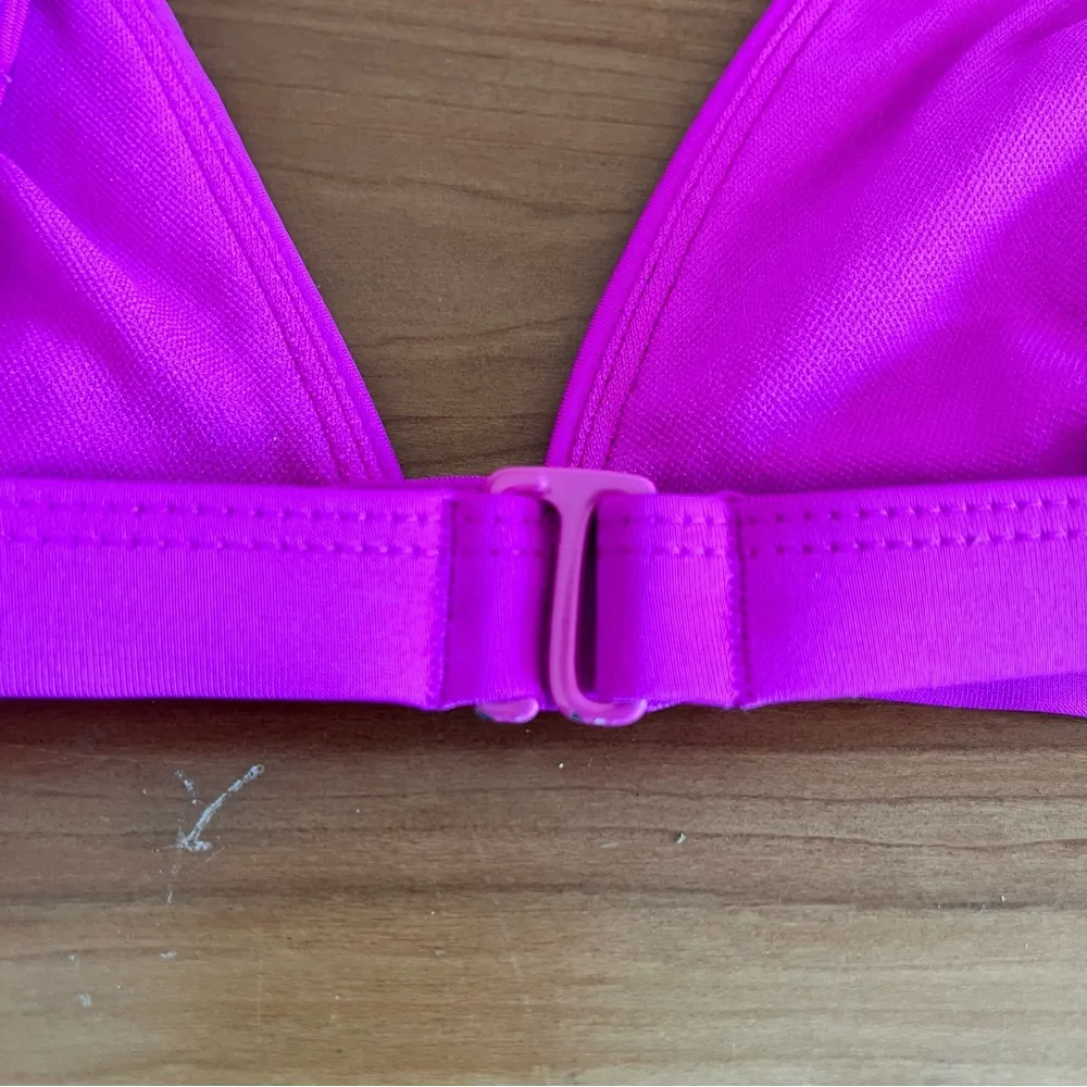Women’s Xhilaration‎ Bright Pink Triangle Bikini Top Size XL Criss Cross Straps - Image 3