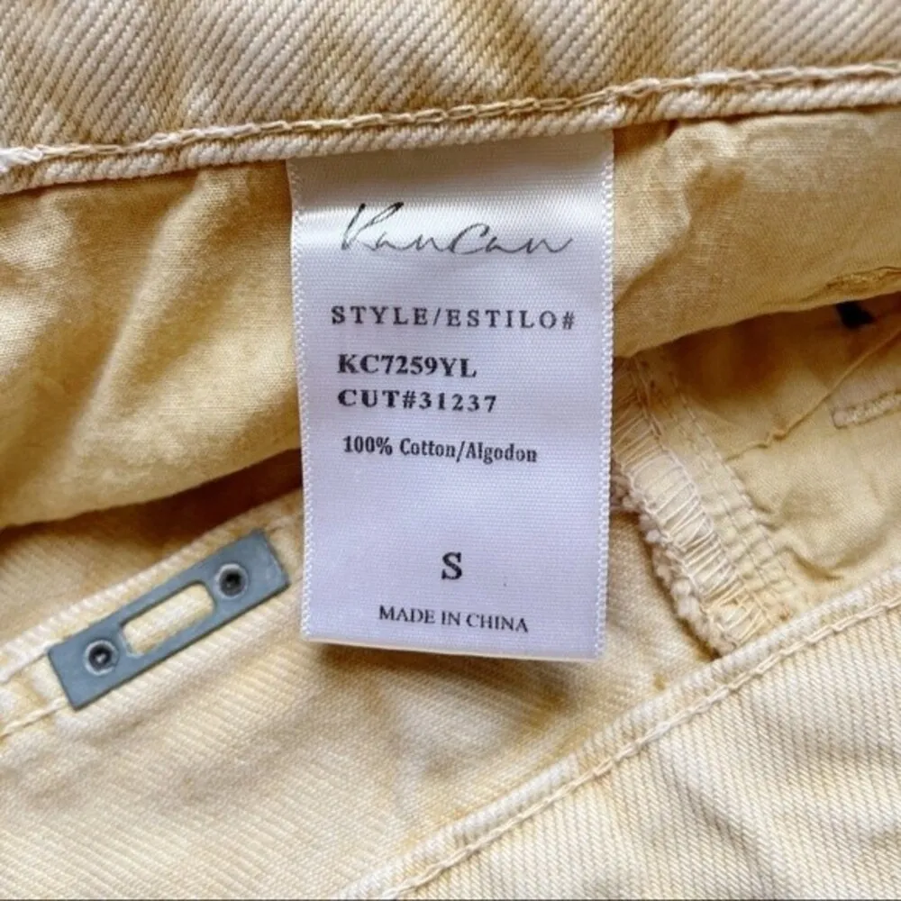 KanCan High Waist Distressed Denim Jean Shorts Mustard Yellow Women’s Size Small - Image 10