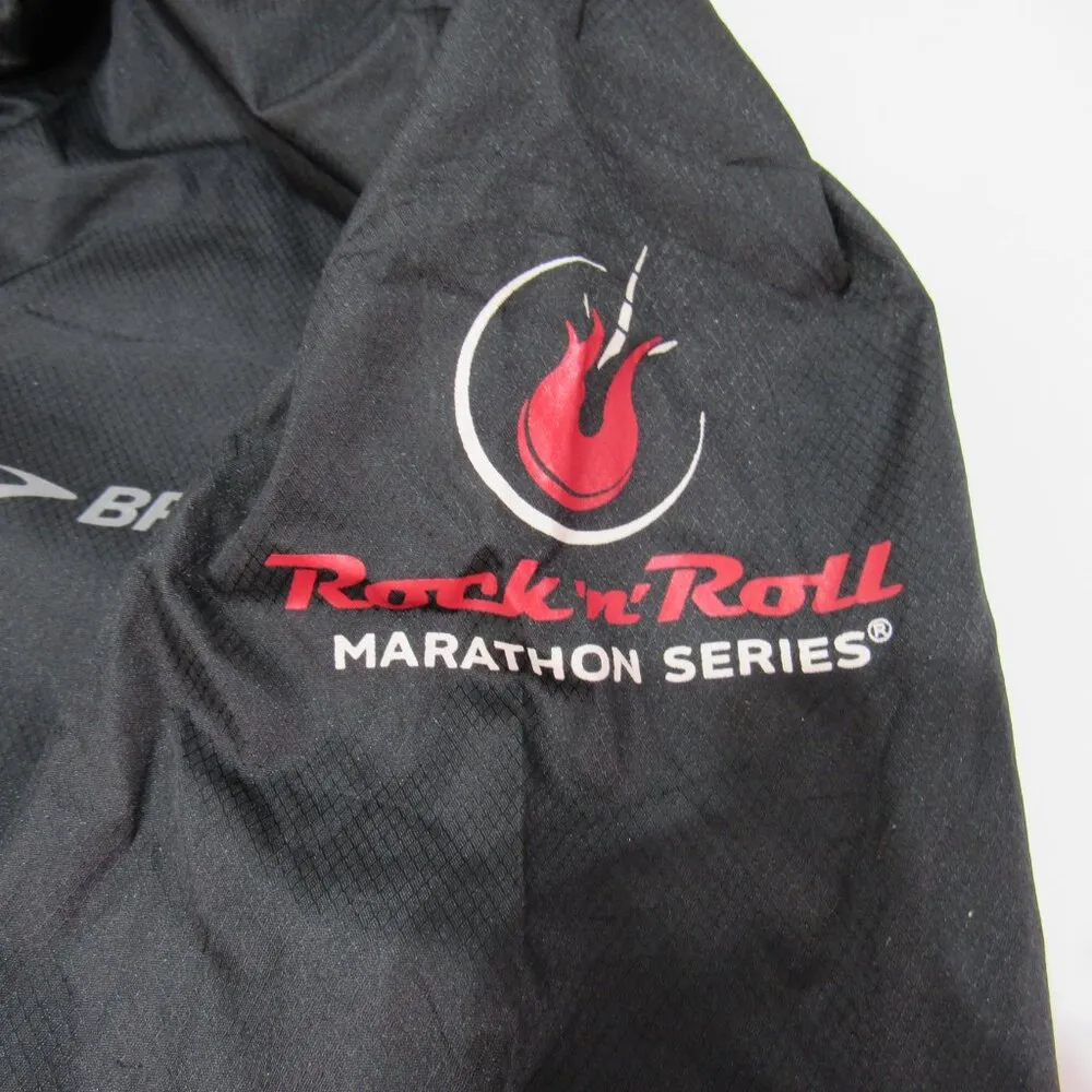 Brooks Marathon Finisher Rock N Roll Windbreaker Full Zip Jacket Women L Blk Red - Image 9