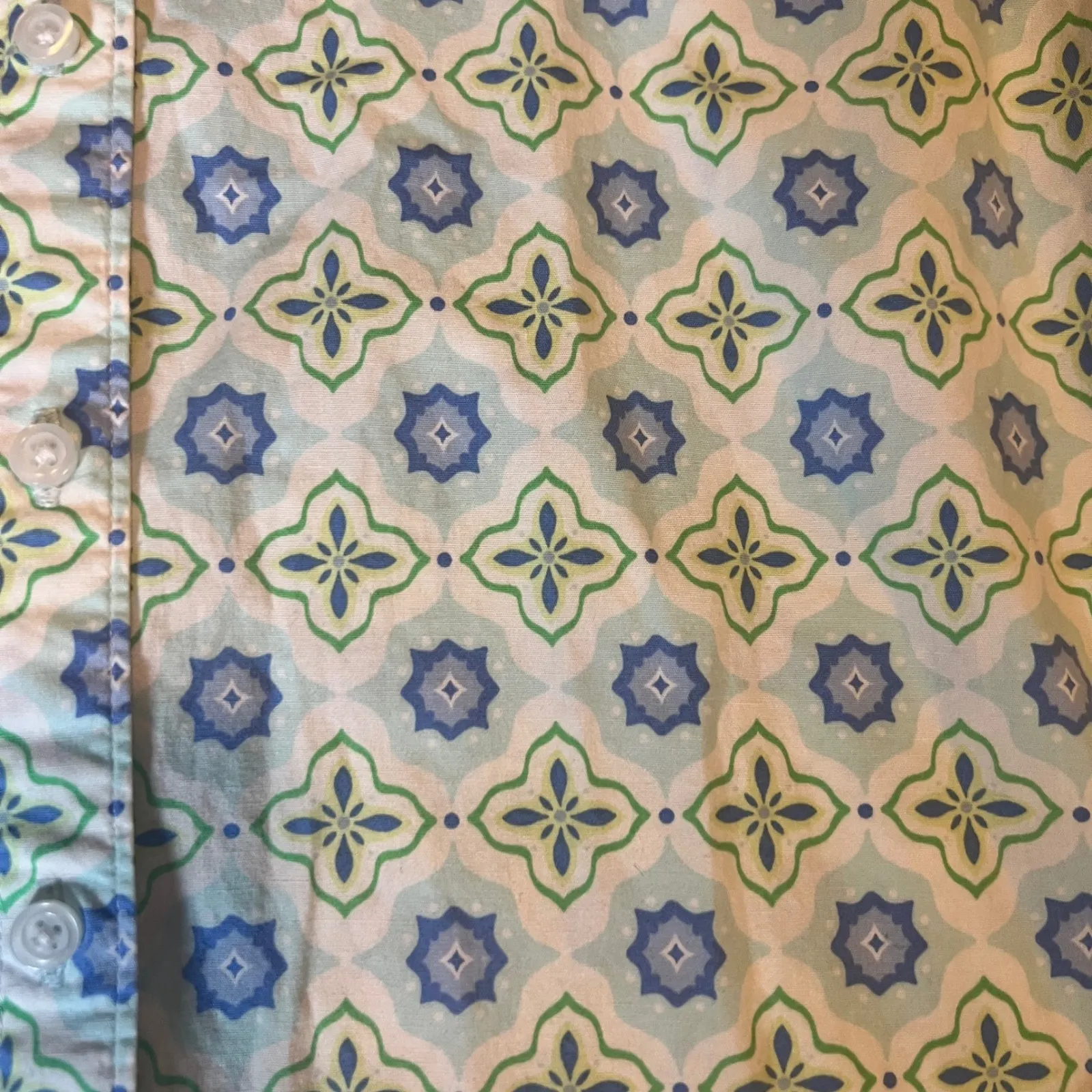 Croft & Barrow Womens Button Up Shirt Blue Green Geometric Print Size S - Image 2