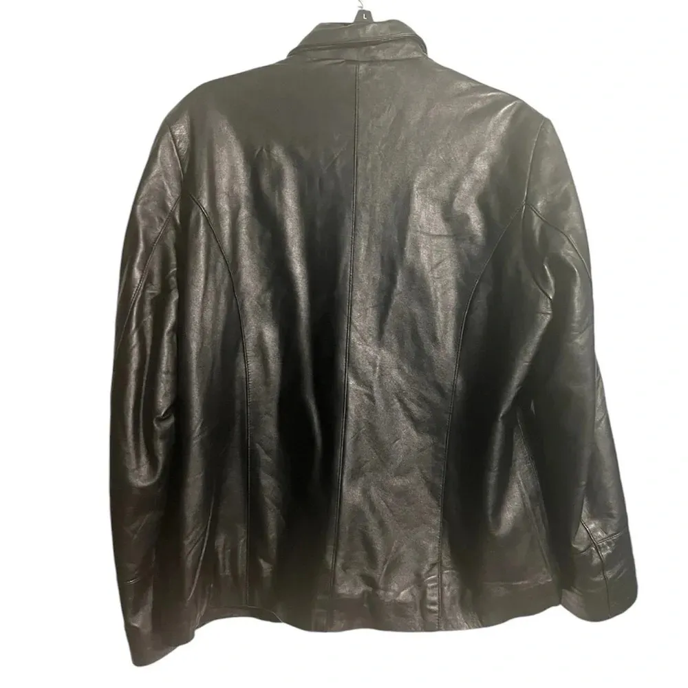 Vintage Leather Jacket Excelled Collection 1X Plus Size Black Zip Up Coat - Image 2