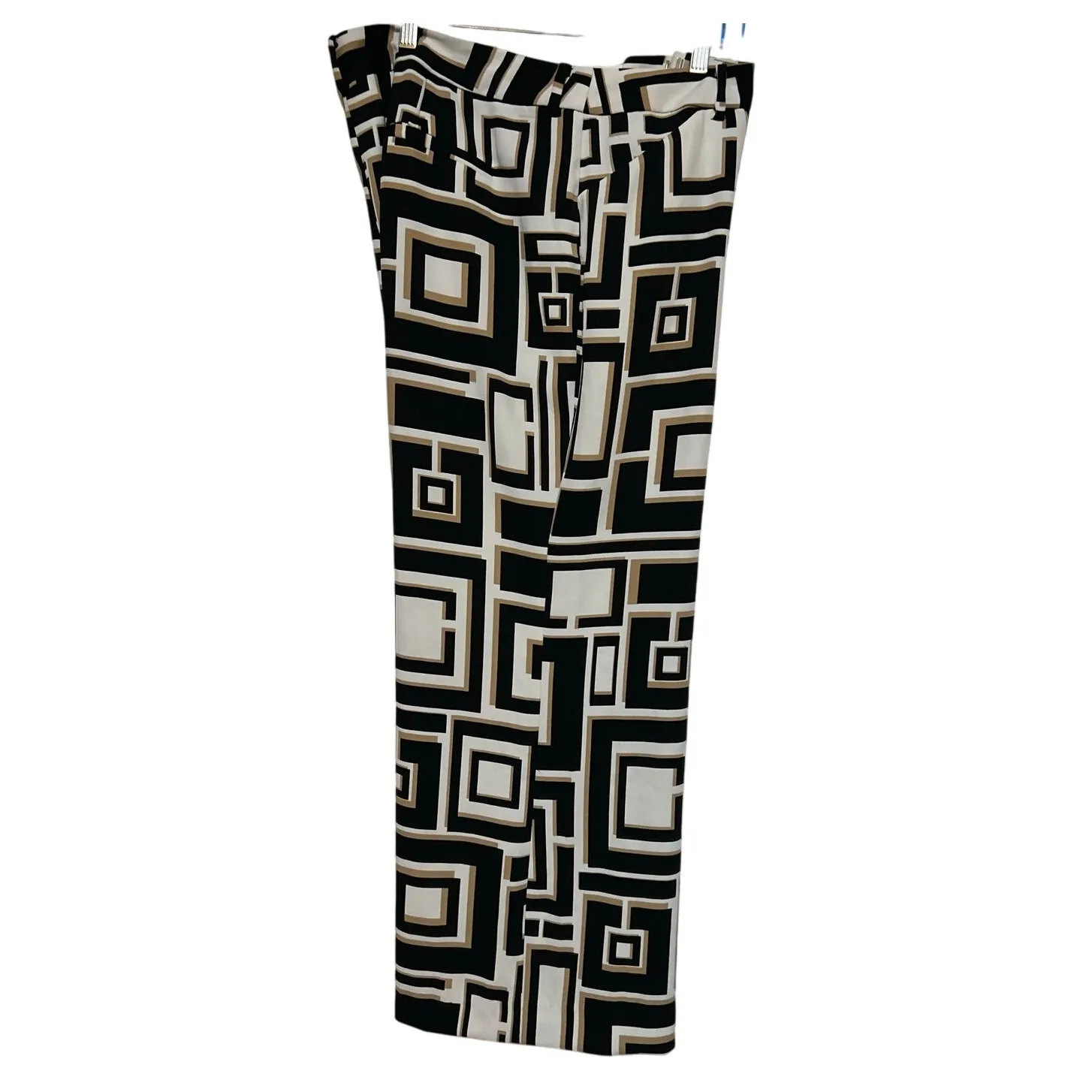 Chico's Women's Deco Square Print Black Gold White Wide Leg Pants Size 3 = 16 XL Size L - Image 3