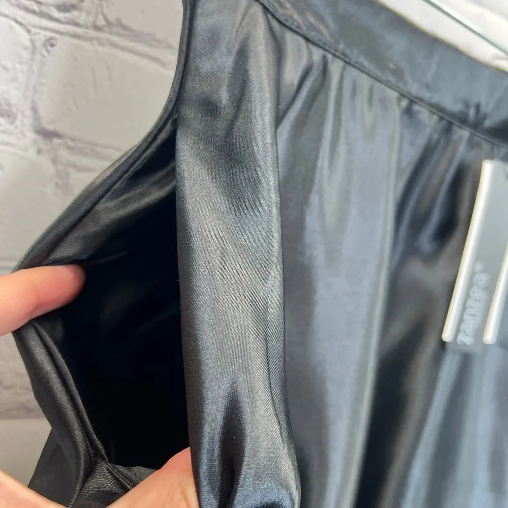 Zanzea Black Satin Long Maxi Skirt A-Line High Waist Flowy Evening Party M - Image 5