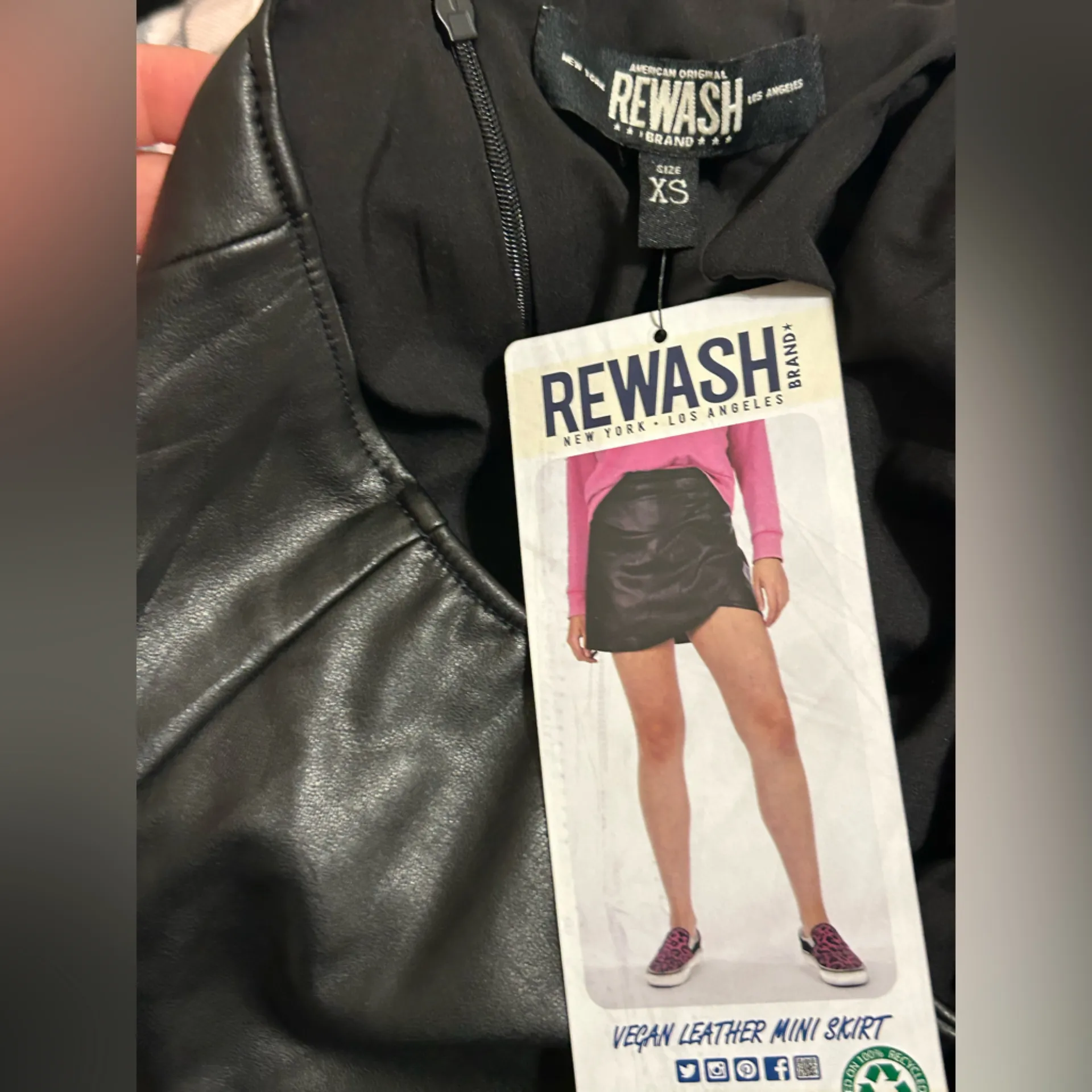 NWT Rewash Black Faux Vegan Leather Wrap Skirt XS - Image 4