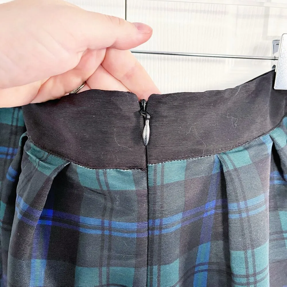 New York & Company Plus Tartan Midi Skirt in Runaway Navy Green Size 1X - Image 10