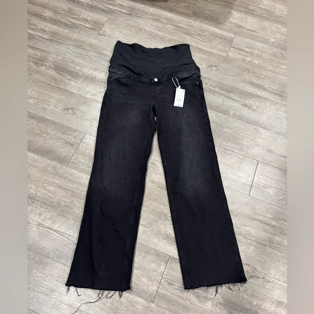 Mango Black Denim wide leg maternity Jeans - Image 5