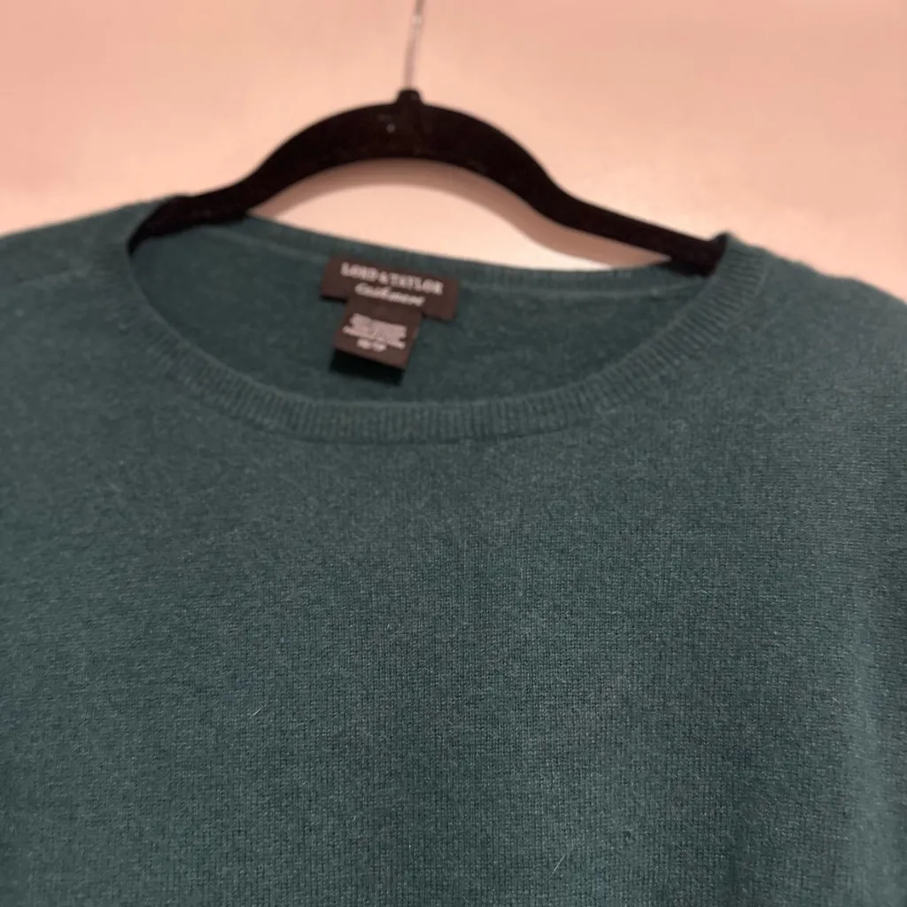 Lord & Taylor Sz:XS cashmere Teal Long Sleeve Oversized Boxy Sweater 3/4 sleeves Green - Image 10