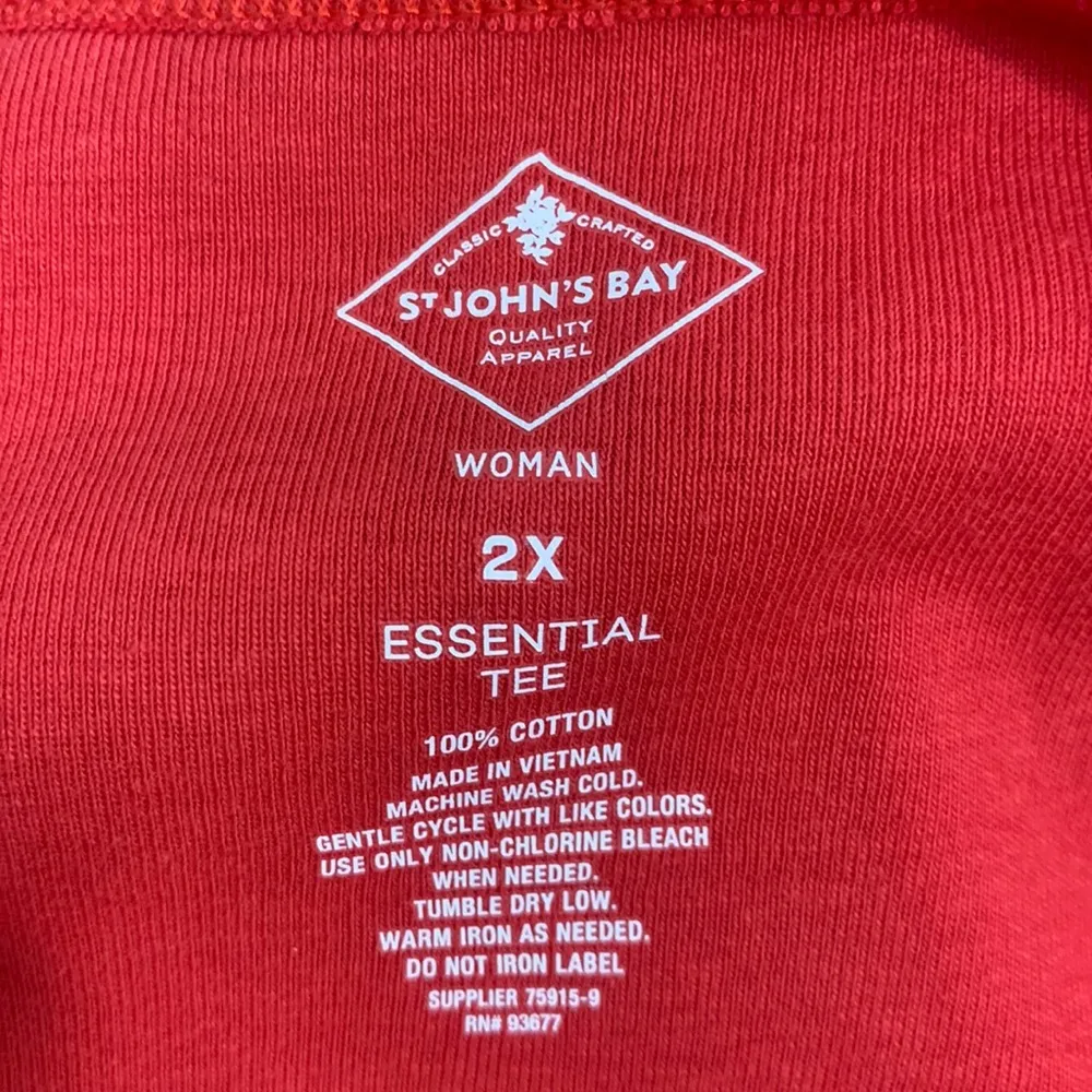 Long Sleeve Scarlet Red Essential Crew Neck Tee Top Size 2X - Image 11