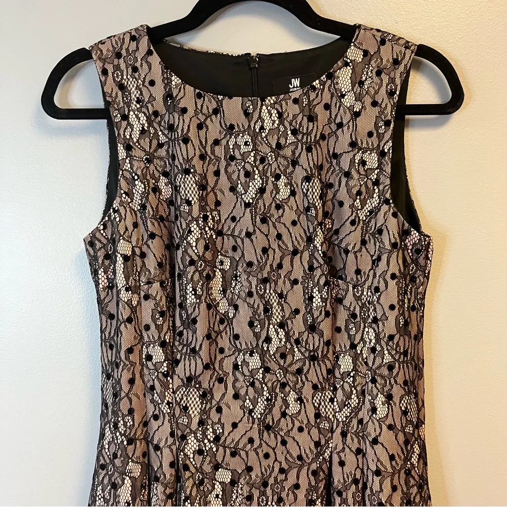 Jason Wu Dress Black Floral & Polka Dot Lace over Pale Pink Mini w/Pockets S GUC - Image 4