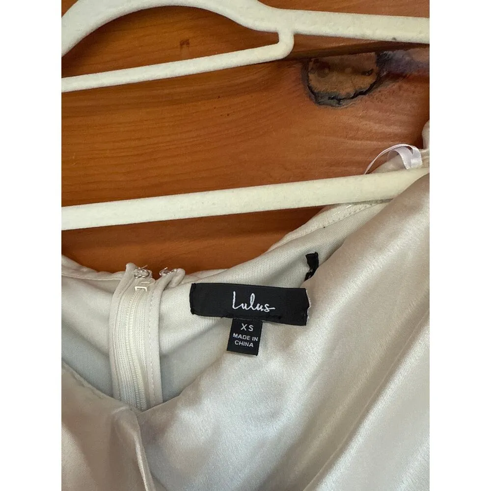 NWOT Lulus Always Celebrating Ivory Satin Off-the-Shoulder Mini Dress Size XS - Image 5