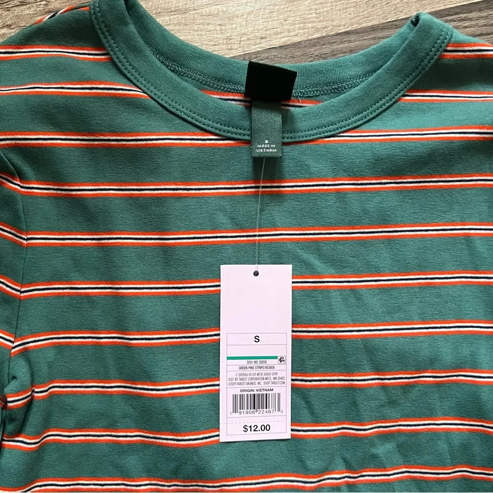 Bodycon green and orange striped top size small NWT - Image 3
