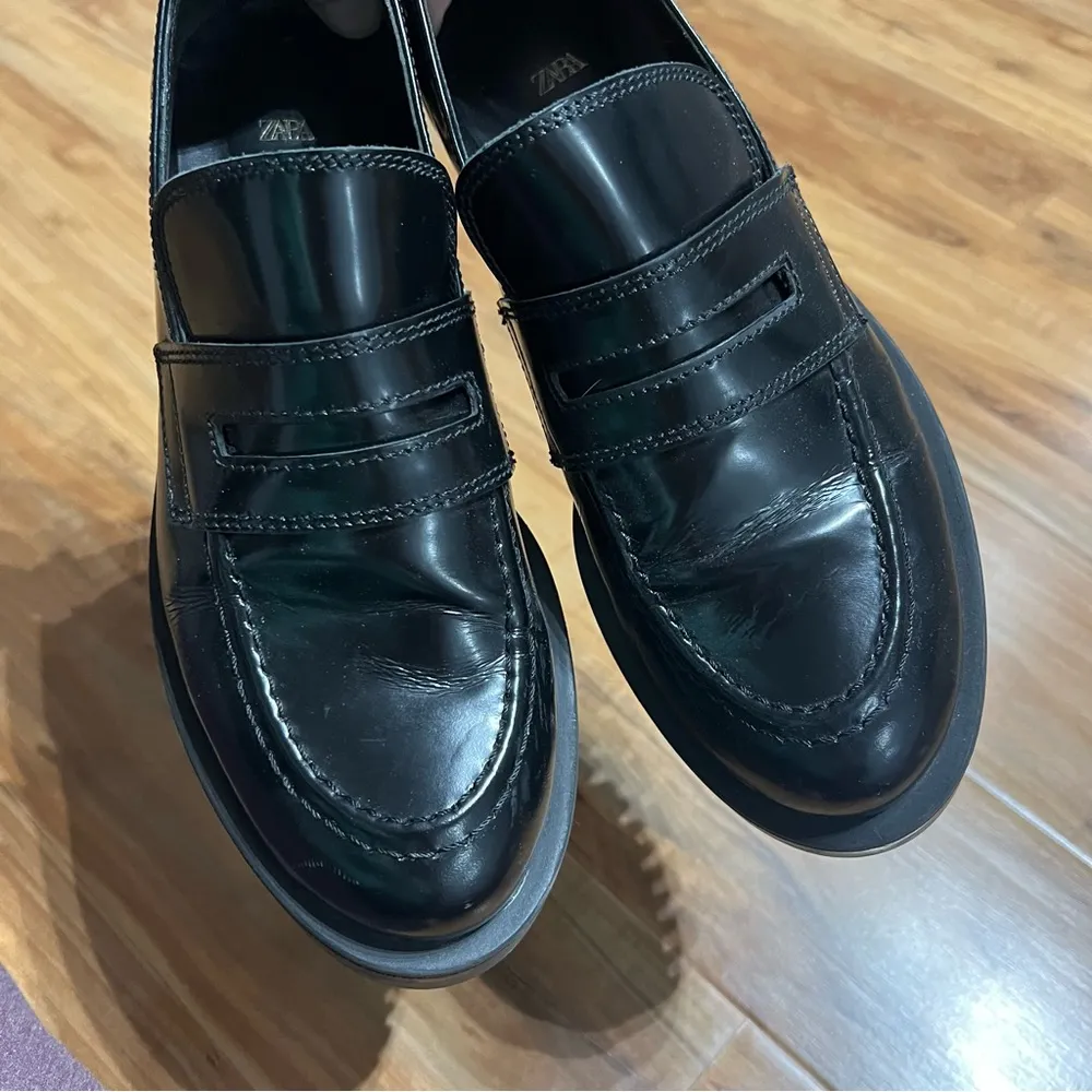 Chunky Black Penny Loafers Platform Flats Shoes EU 39 Women 8 Emo Goth Y2K - Image 7