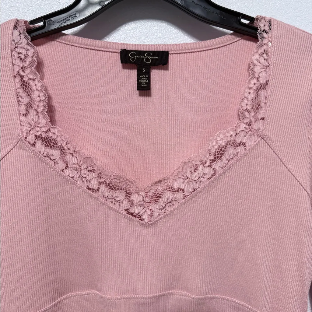 Jessica Simpson Blush Lace Trim Top - Image 5