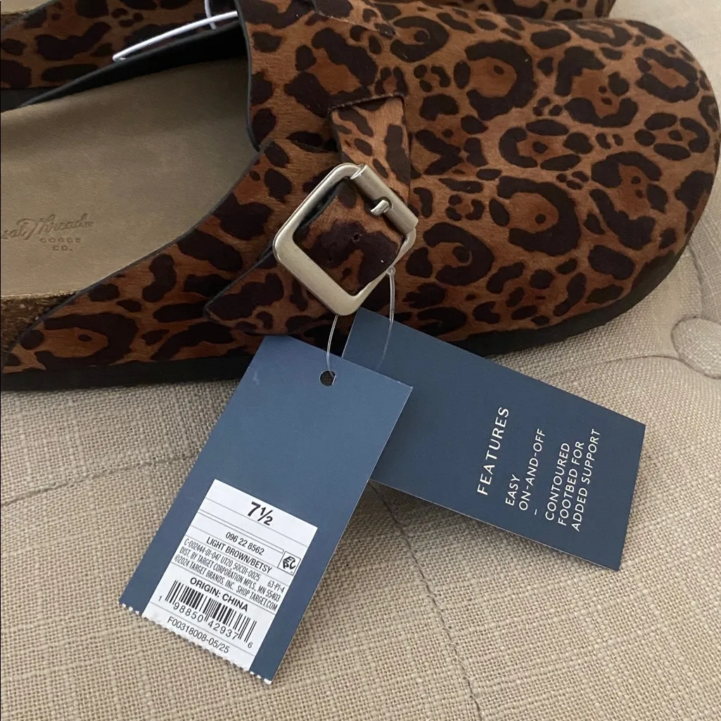 Universal Thread Brown Leopard Clogs with Silver Buckle - Image 3