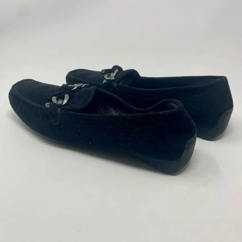 Stuart Weitzman Black Suede Perforated‎ Loafers - Image 8