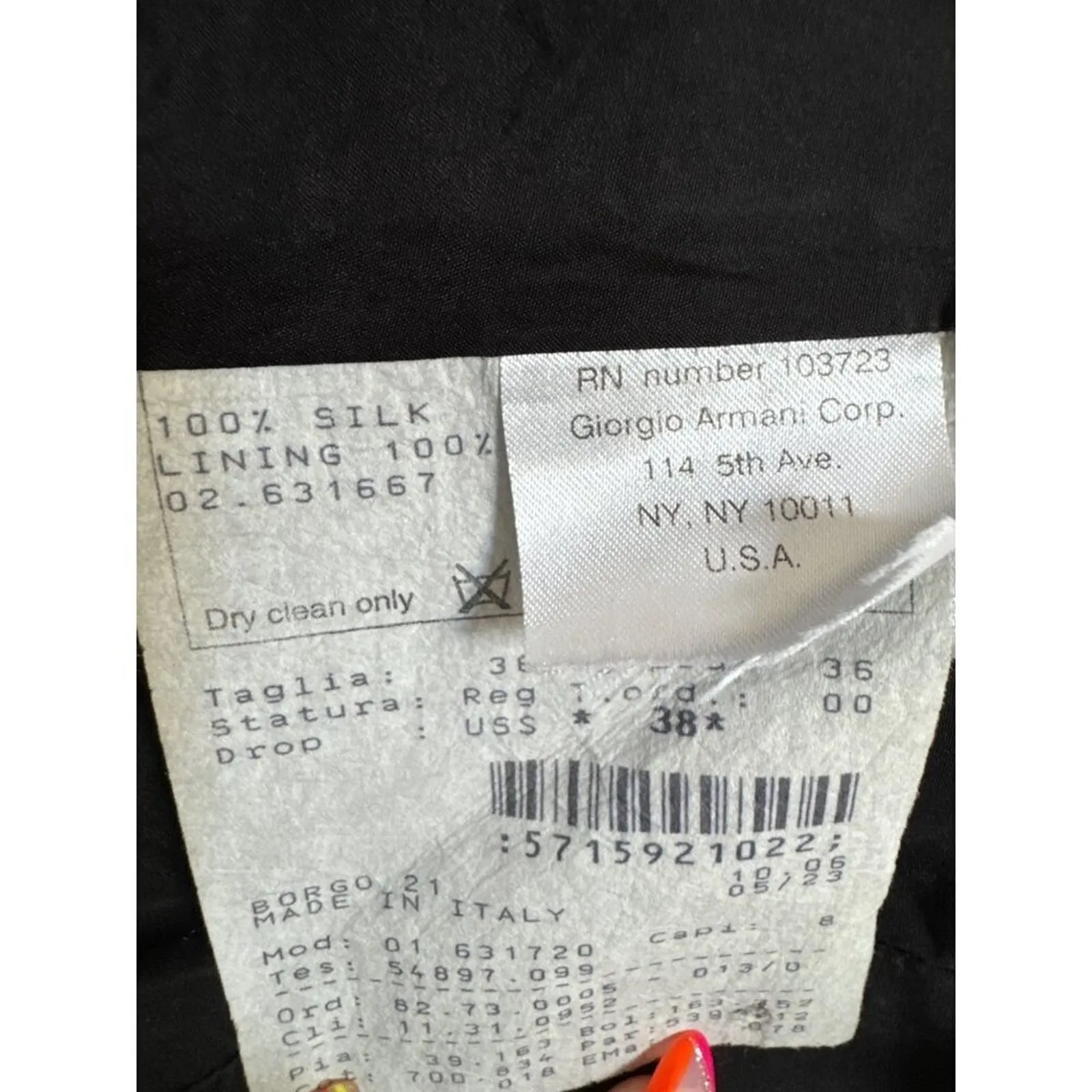 Vintage Giorgio Armani Borgo 21 100% Silk Black Blazer Jacket Made in Italy 36 - Image 6