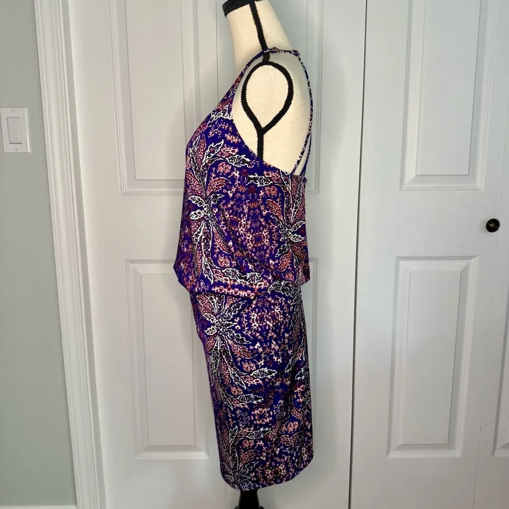 Athleta Purple multi‎ color built in Bra strappy Halter Athletic Dress. Size M - Image 4