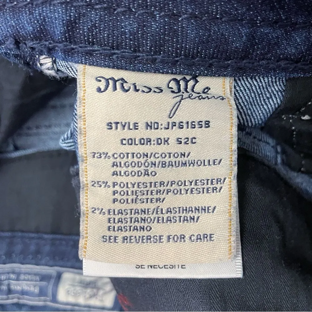 Miss Me Y2K Jeans Women's Size 29 Bling Rhinestone Back Flap Bootcut Dark Wash - Image 10