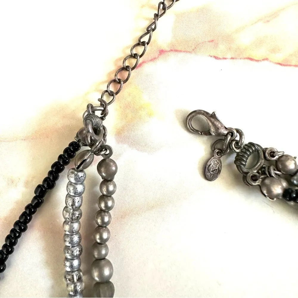 Premier Designs silver and black multi strand beaded necklace - Image 4