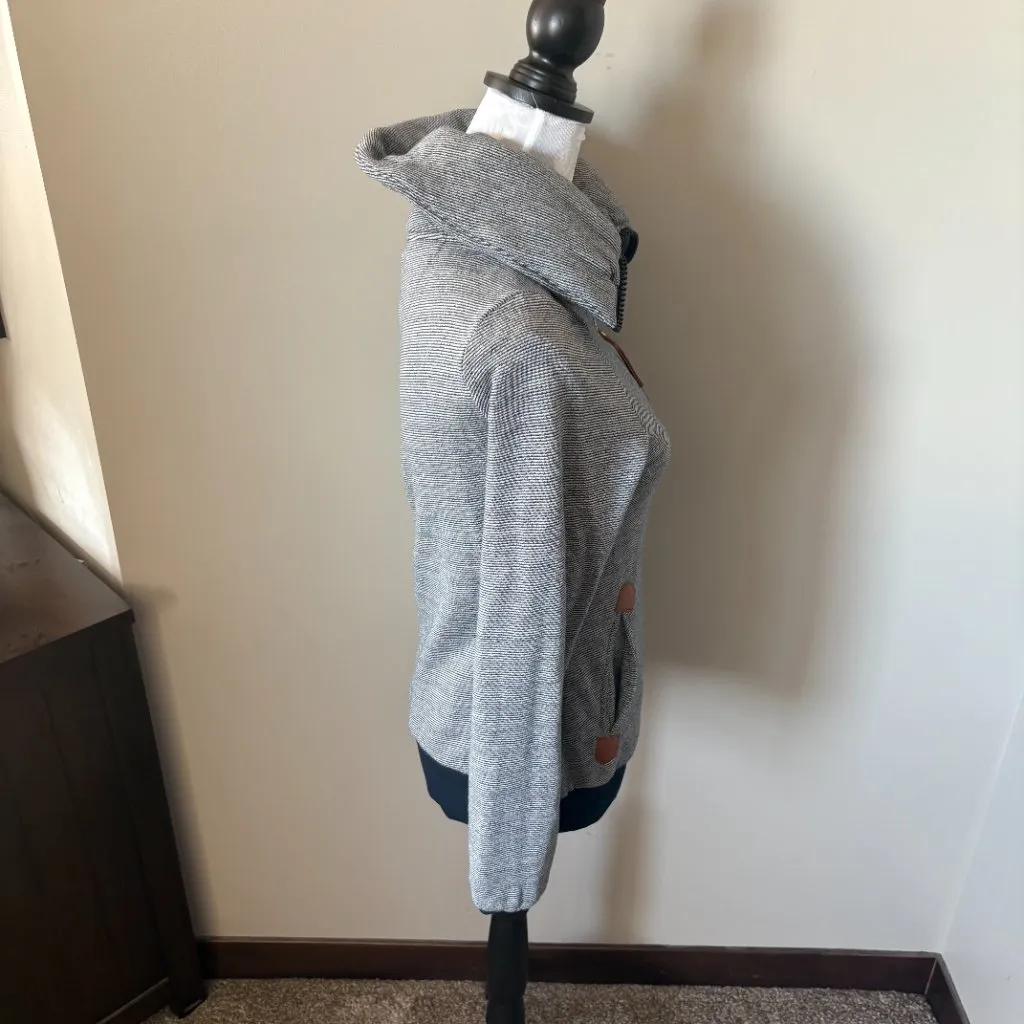 Wanakome Womens Artemis Cowl Neck Hooded Sweatshirt Side Zip Small - Image 3