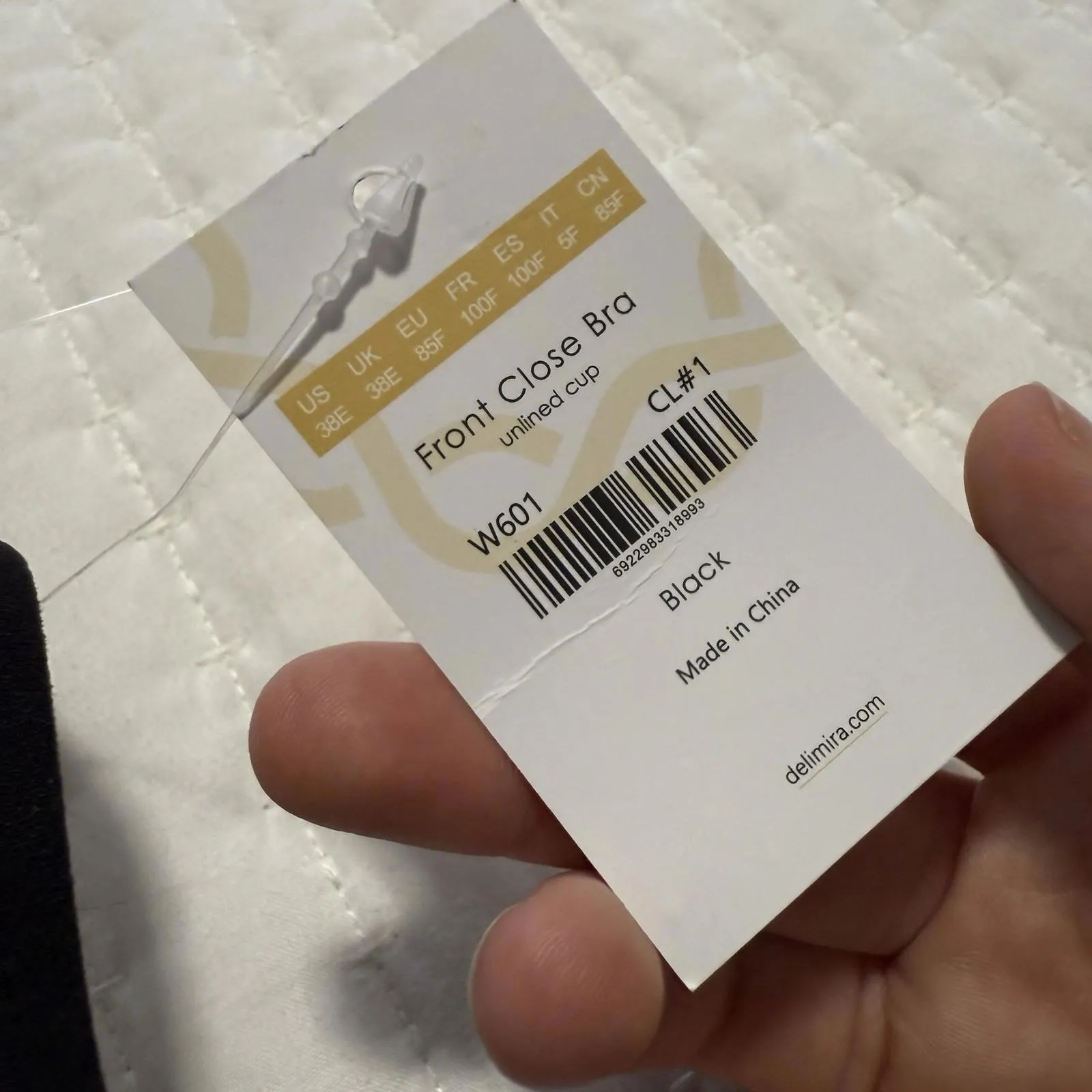 Delimira Front Close Unlined Bra 38E Underwire W6O1 Black Racerback NWT Size undefined - Image 4