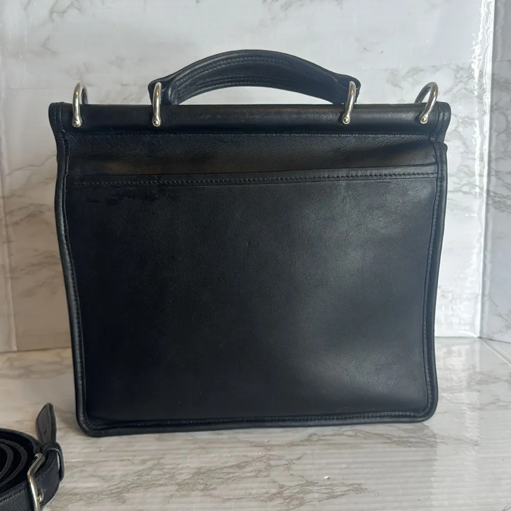 Vtg Coach Willis Handbag Black Leather Crossbody Turnlock Closure 9927 old money - Image 9