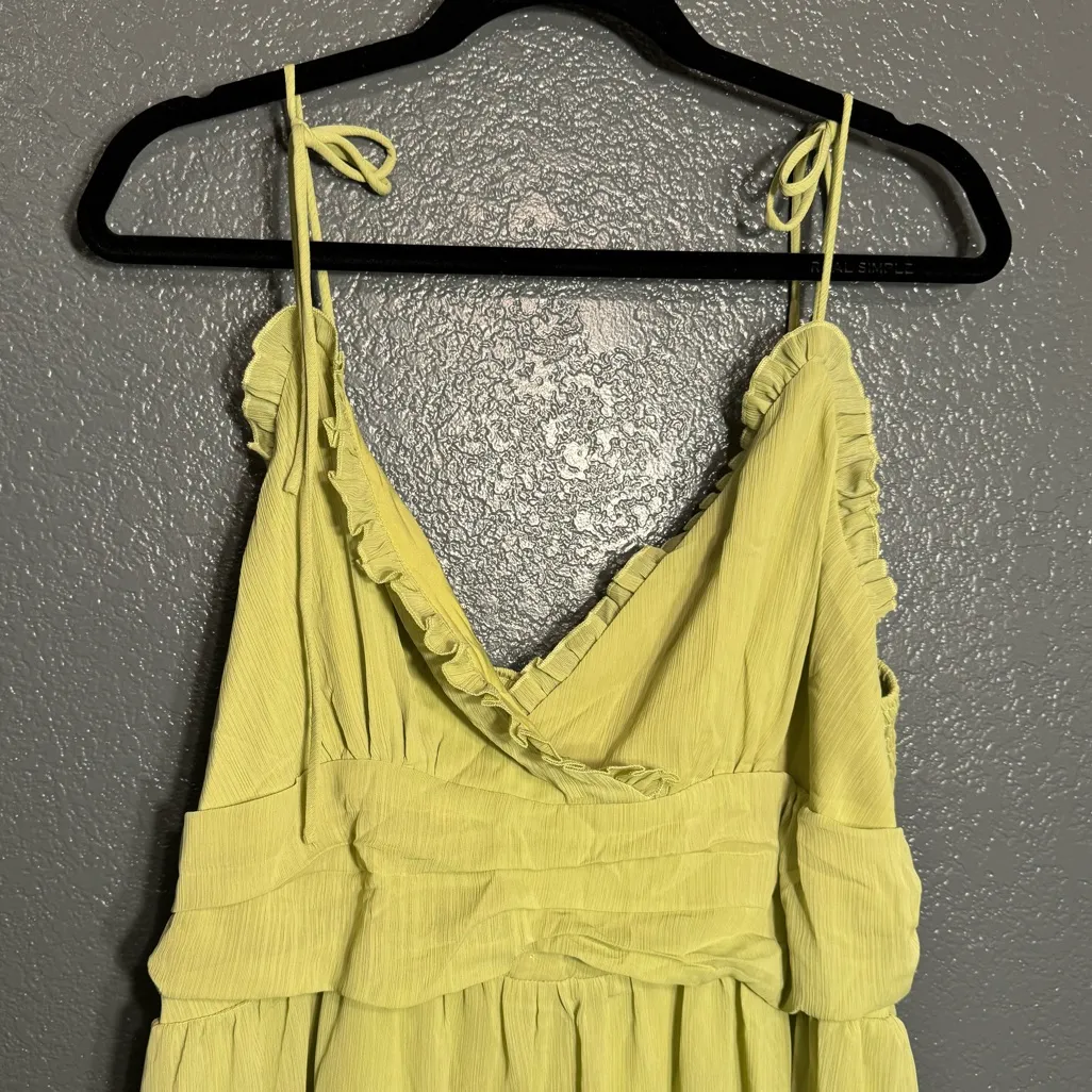 Cider Womens Plus Size Green Dress 3XL Ruffle V-Neck Smocked Spaghetti Strap - Image 2