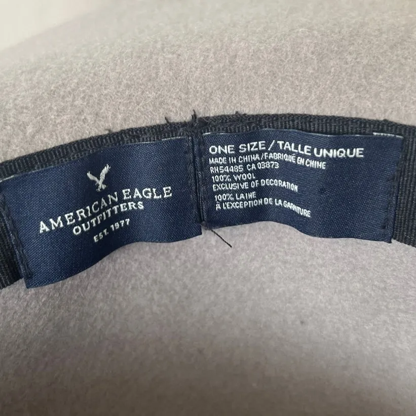 Boho Western Grey Wool Felt Big Brim Floppy Feather Rope Trim Hat - Image 6